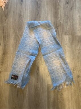 Light Blue Fuzzy Fringe Scarf